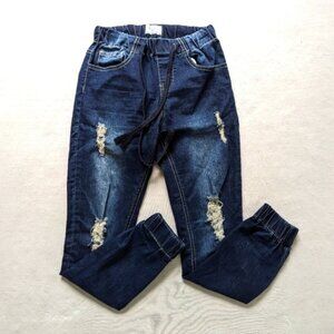 Gogo jeans dark blue distressed jeans women's size 1